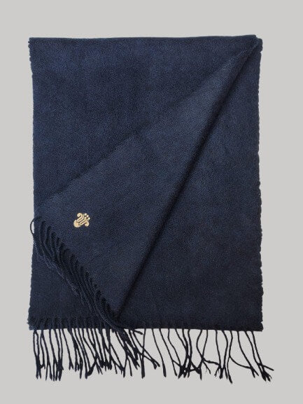 Polo Ralph Lauren midnight blue vintage preloved pure cashmere scarf from Ireland, soft luxury wrap