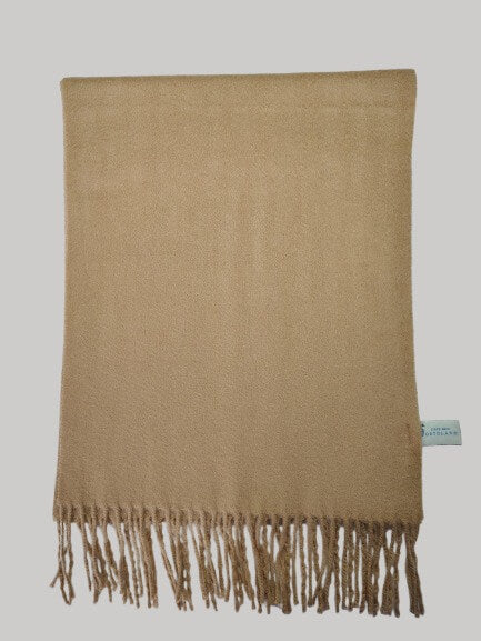 Portolano camel preloved pure cashmere scarf from Ireland, soft luxury wrap