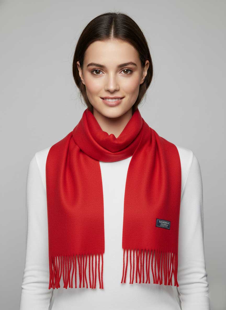 Preloved Metrocity pure Cashmere scarf in red – luxurious handcrafted softness and timeless elegance by Cashmere Knot Ireland