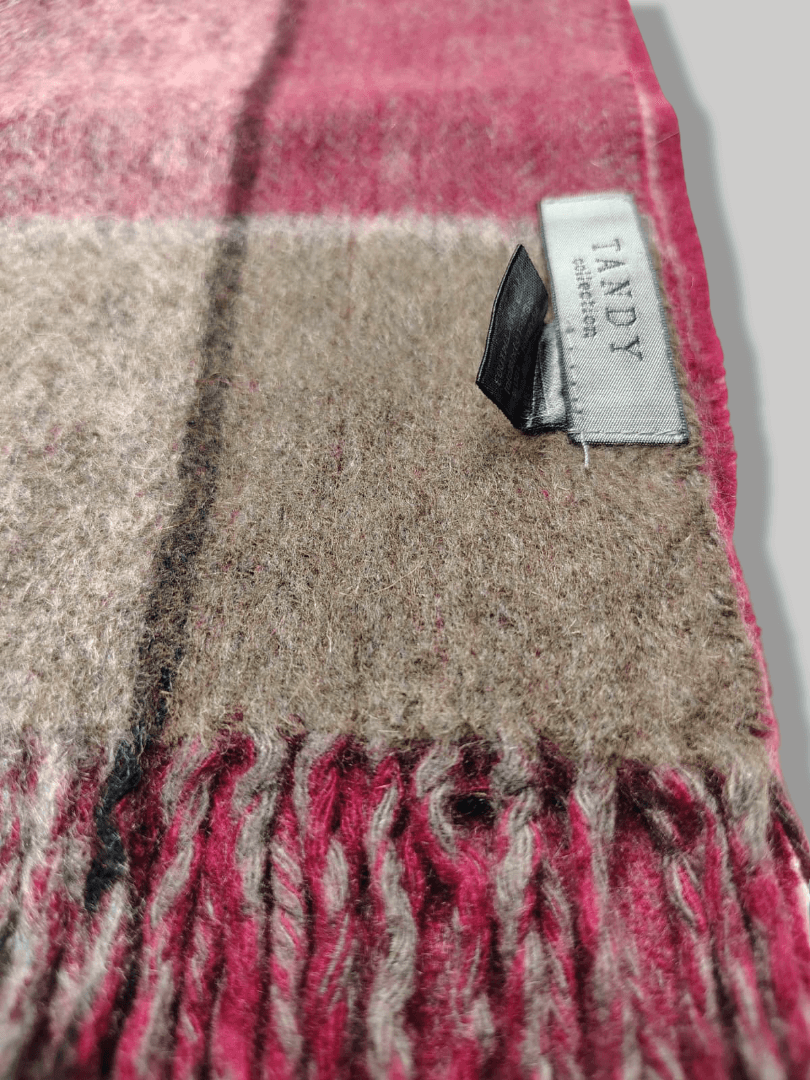 preloved red checkered pure cashmere muffler