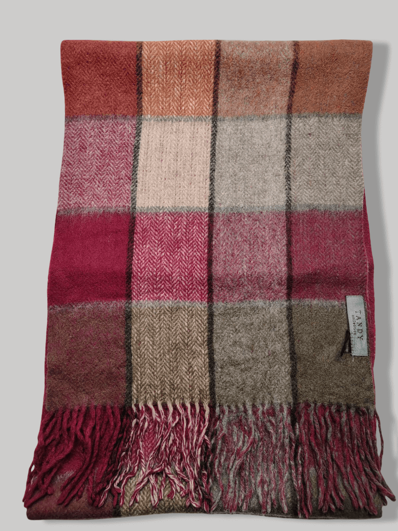 preloved red checkered pure cashmere muffler