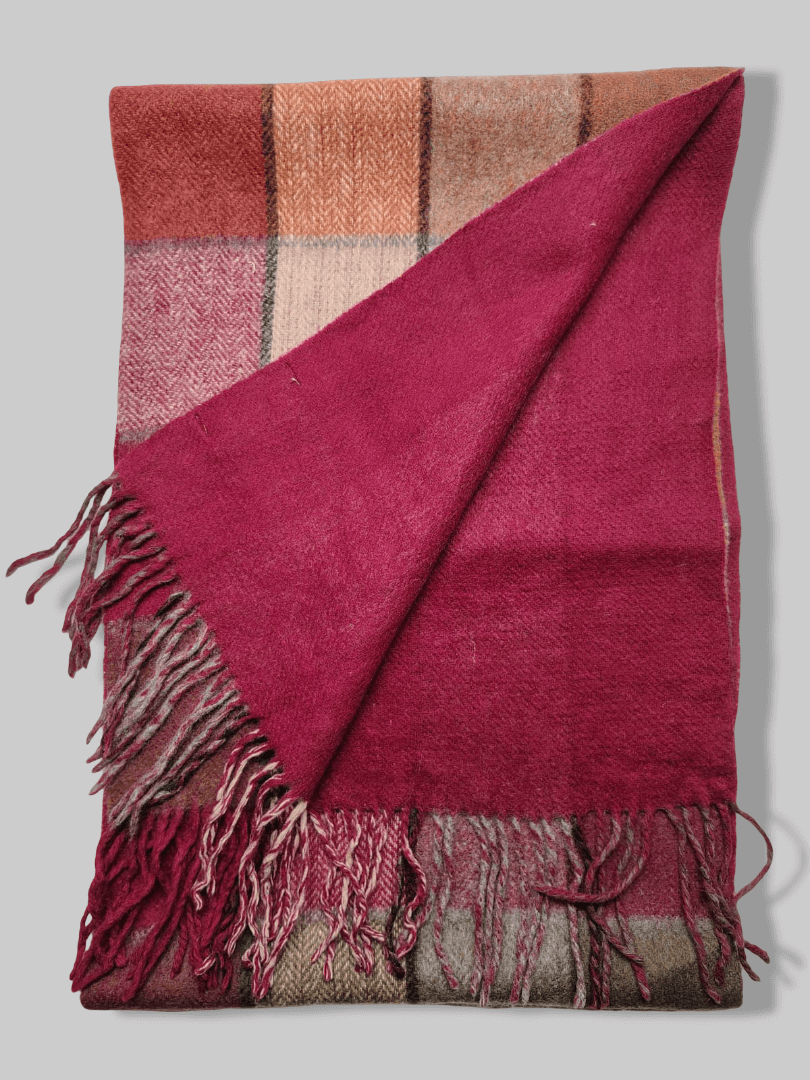 preloved red checkered pure cashmere muffler