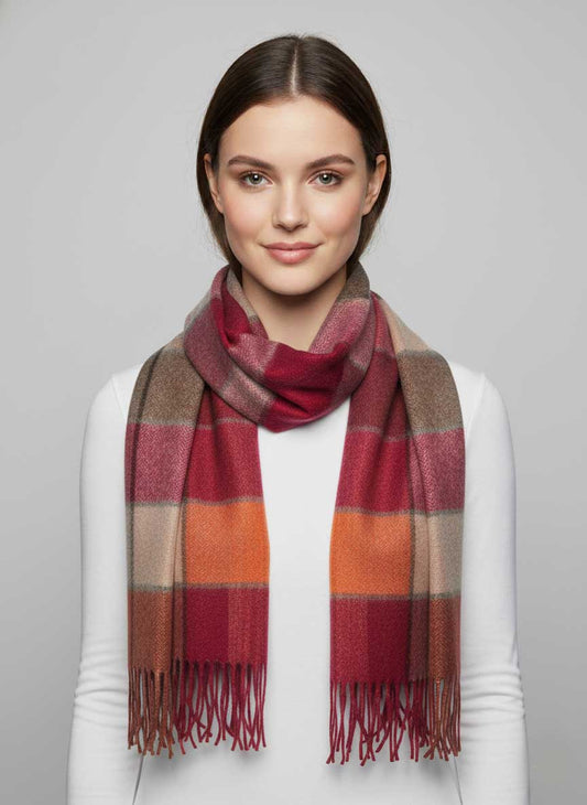 Preloved red checkered pure Cashmere scarf – Cashmere Knot Ireland