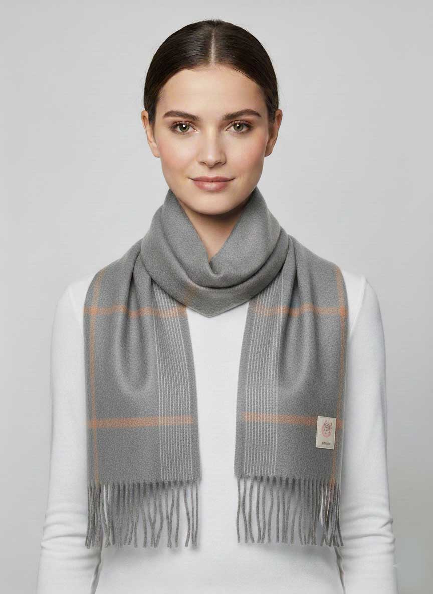 Light gray and Orange Lining  pure cashmere scarves and muffler, soft luxury cashmere stole