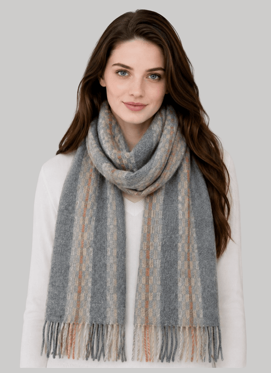 Light gray and Orange Lining  pure cashmere scarves and muffler, soft luxury cashmere stole
