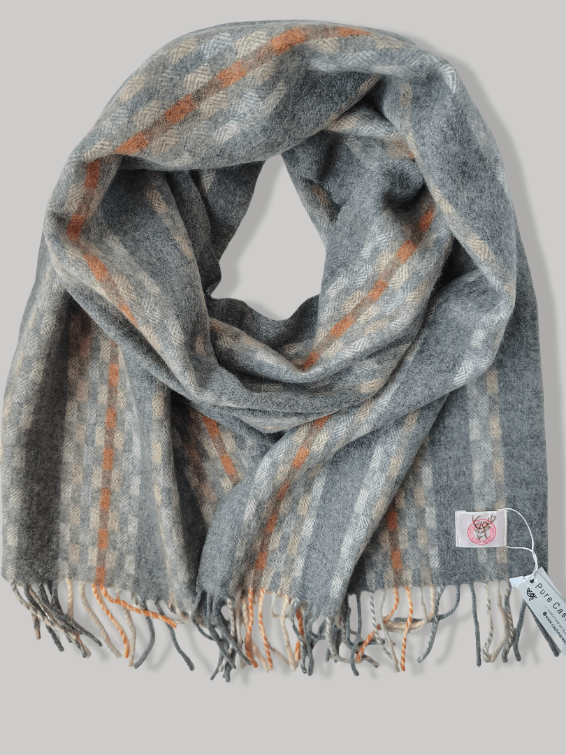 Light gray and Orange Lining  pure cashmere scarves and muffler, soft luxury cashmere stole
