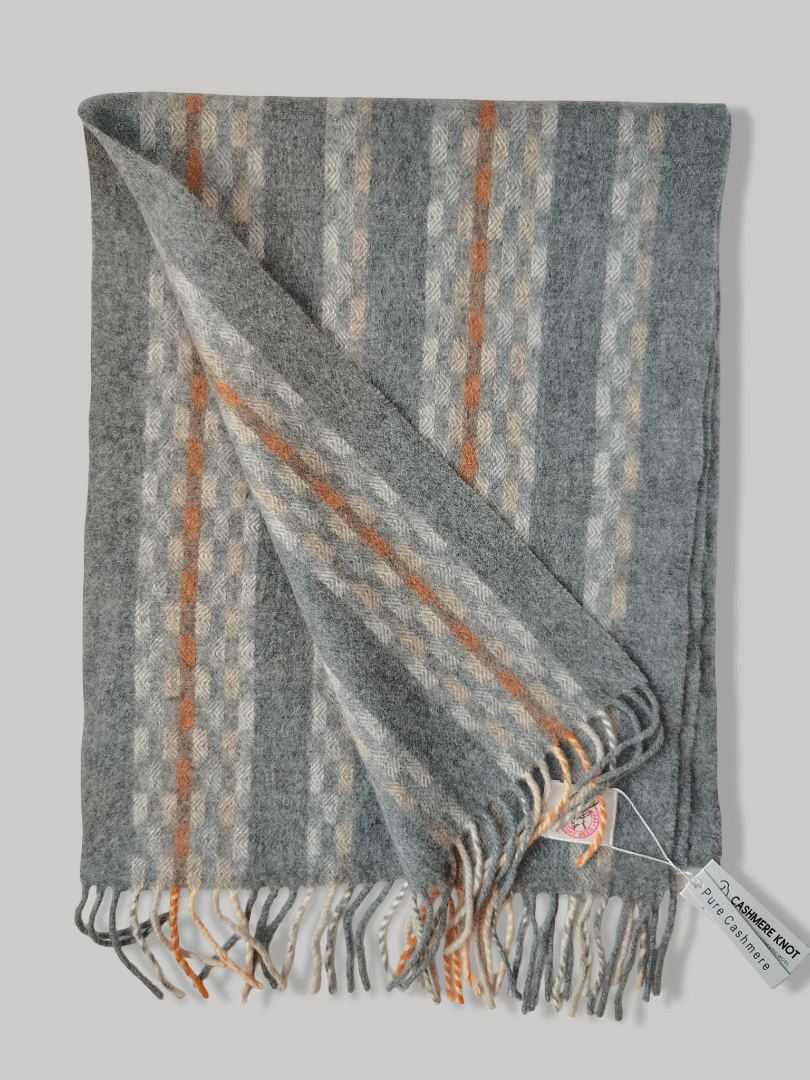 Light gray and Orange Lining  pure cashmere scarves and muffler, soft luxury cashmere stole