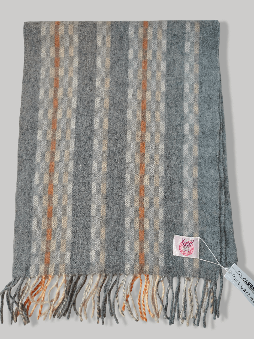 Light gray and Orange Lining  pure cashmere scarves and muffler, soft luxury cashmere stole