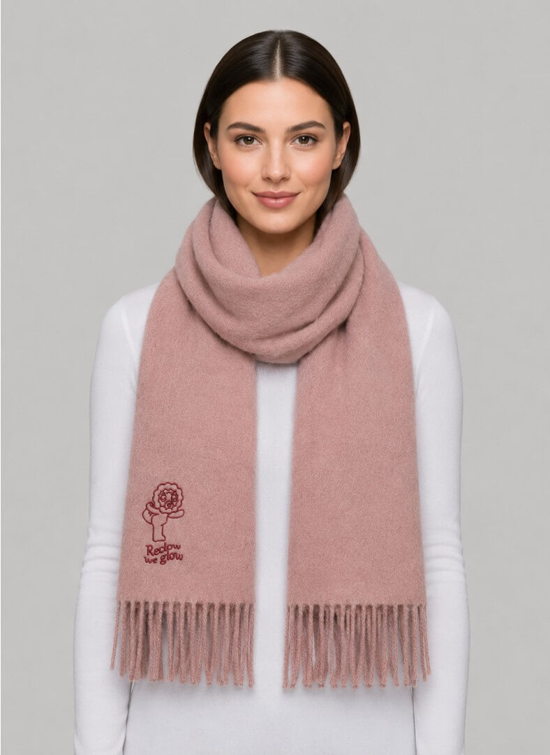RECLOW ash pink preloved pure cashmere scarf from Ireland, soft luxury wrap