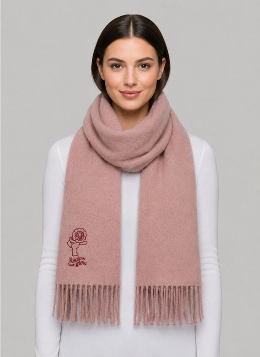 RECLOW ash pink preloved pure cashmere scarf from Ireland, soft luxury wrap