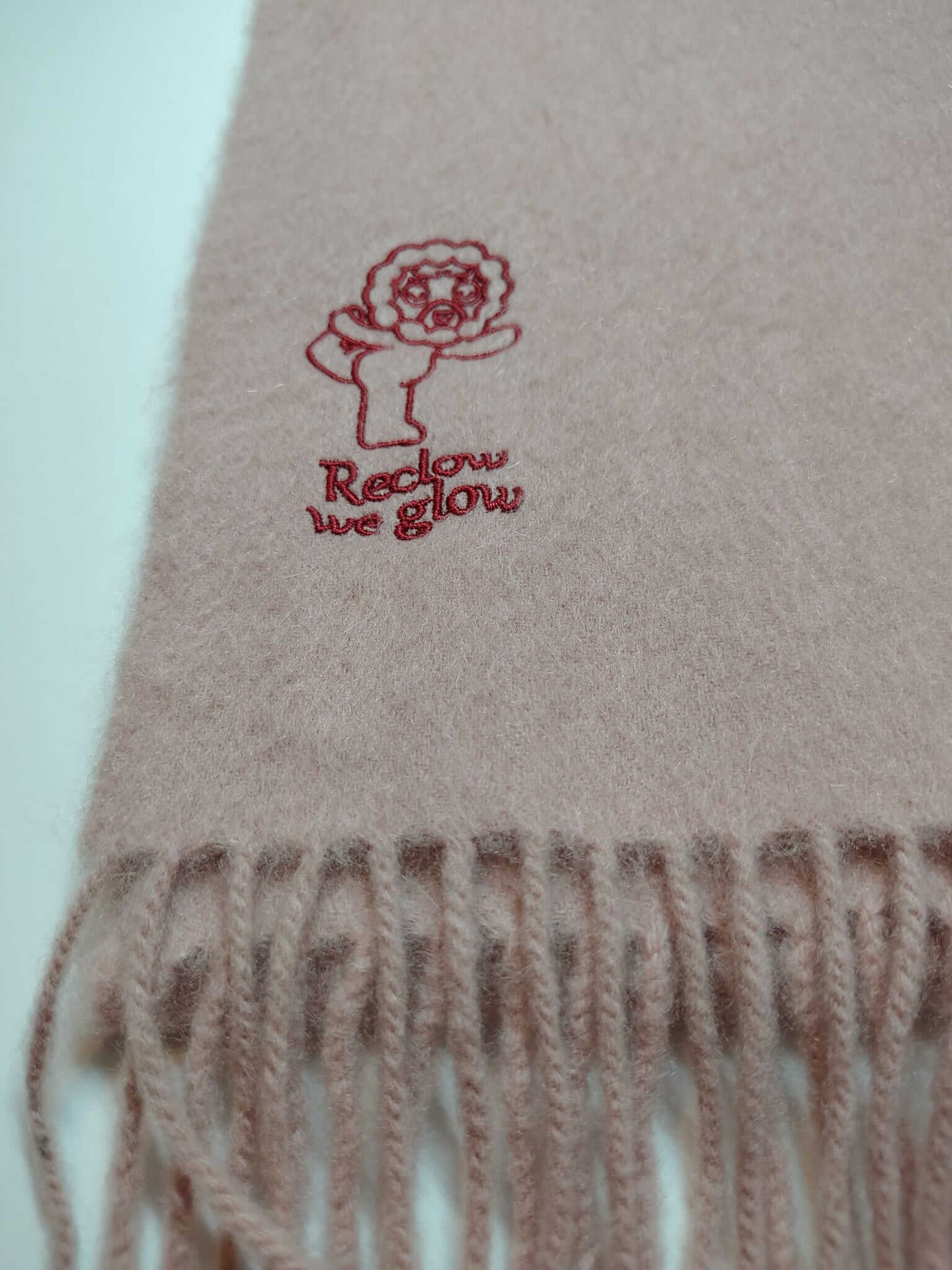 RECLOW ash pink preloved pure cashmere scarf from Ireland, soft luxury wrap