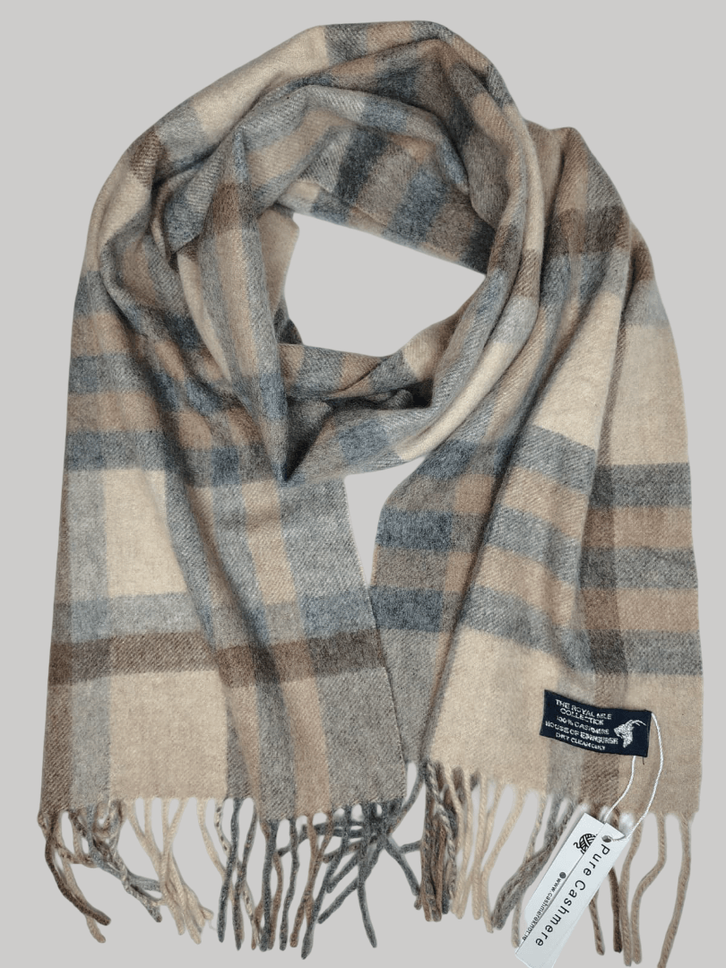 Royal Mile Collections preloved cashmere stole and scarf from Ireland, checkered design