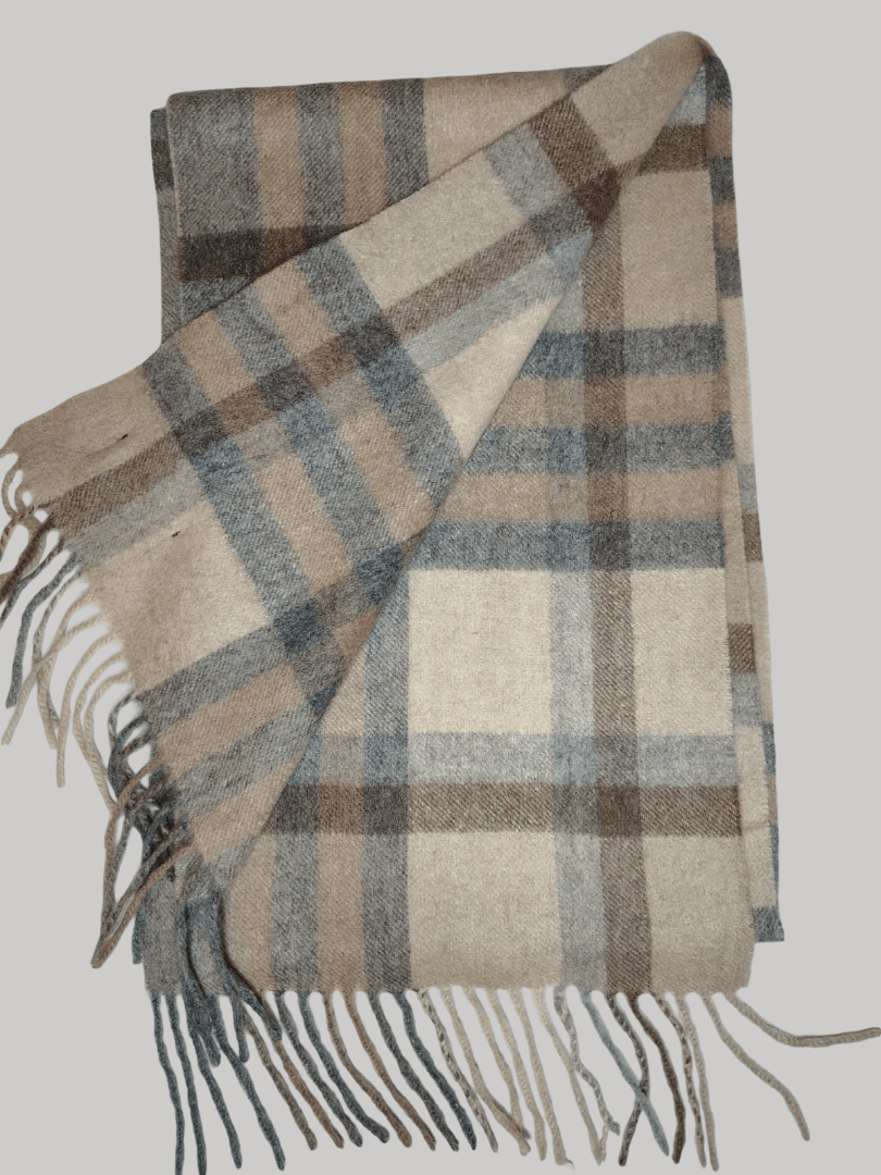 Royal Mile Collections preloved cashmere stole and scarf from Ireland, checkered design