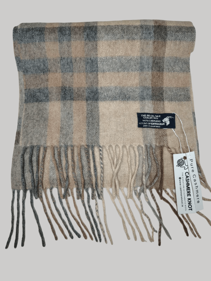 Royal Mile Collections preloved cashmere stole and scarf from Ireland, checkered design