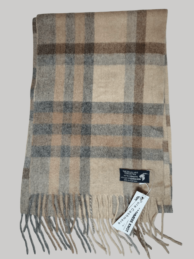 Royal Mile Collections preloved cashmere stole and scarf from Ireland, checkered design