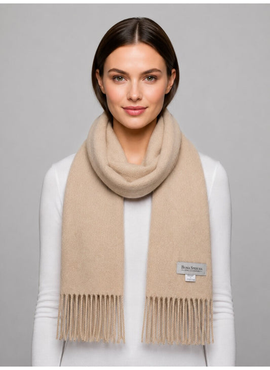 Royal Speyside beige preloved pure cashmere scarf from Ireland, soft luxury wrap