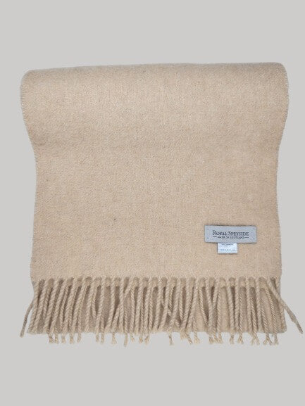 Royal Speyside beige preloved pure cashmere scarf from Ireland, soft luxury wrap