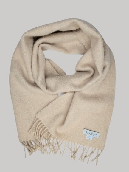 Royal Speyside beige preloved pure cashmere scarf from Ireland, soft luxury wrap