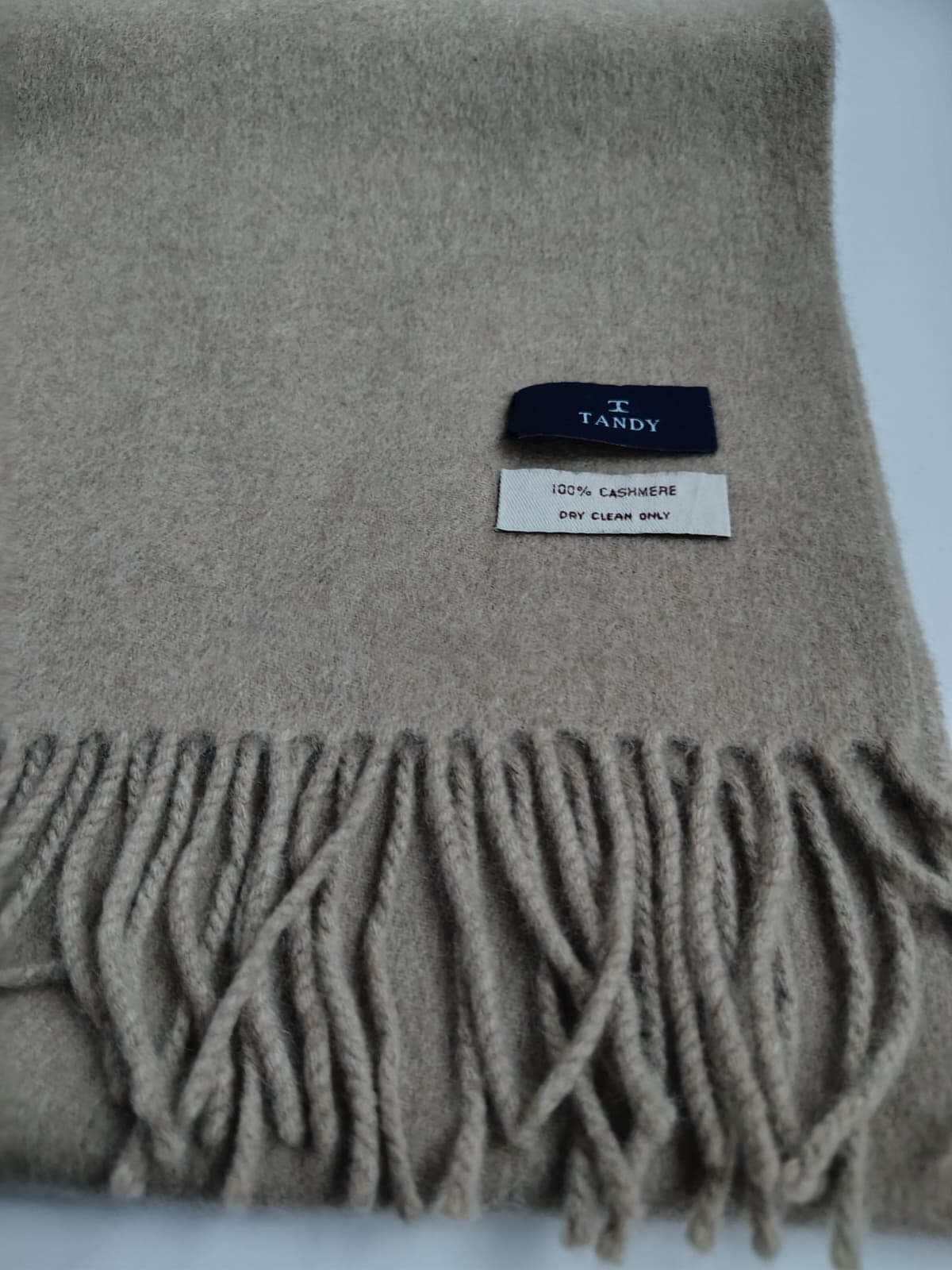 Tandy Collections preloved cashmere scarf from Ireland, beige color