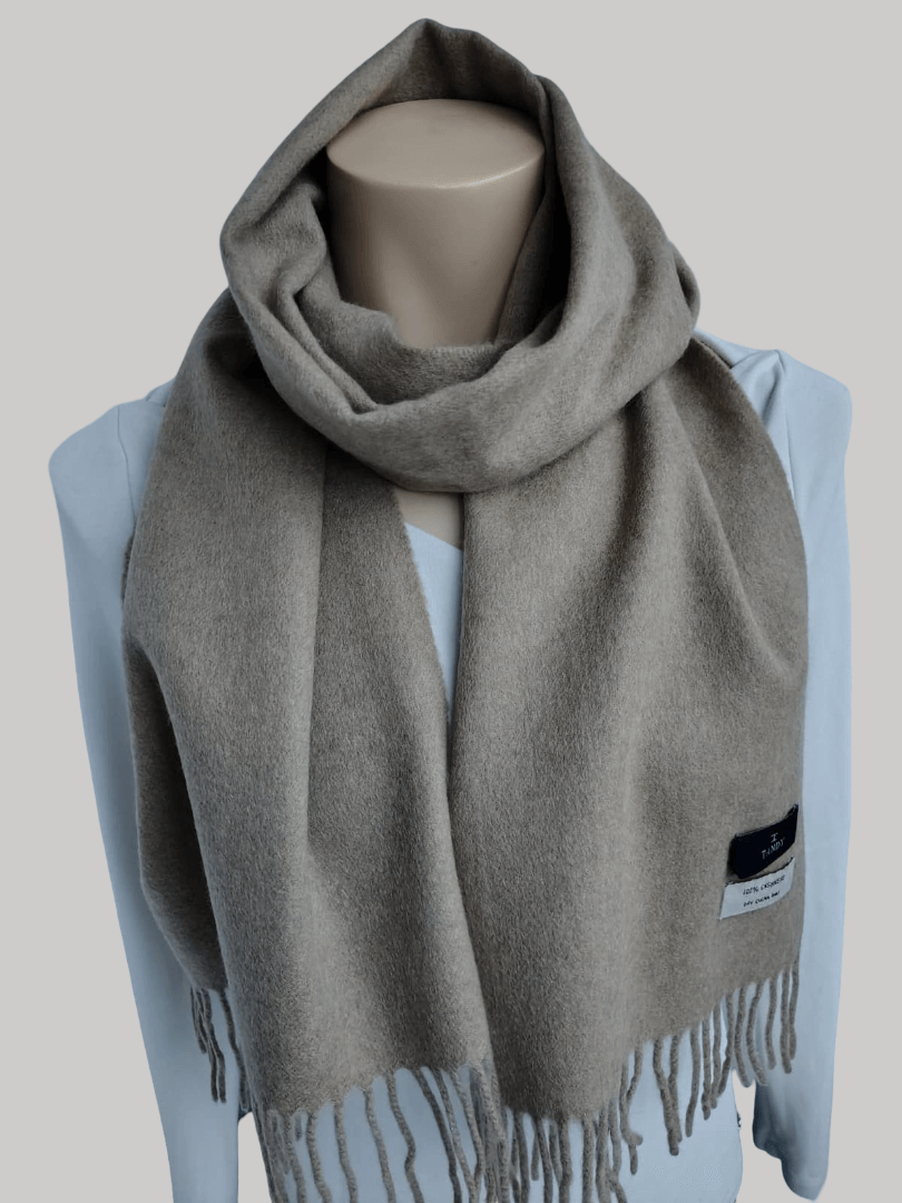 Tandy Collections preloved cashmere scarf from Ireland, beige color