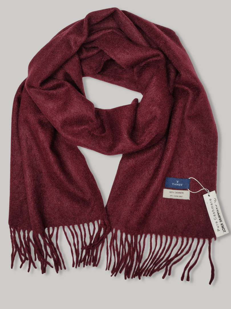 Maroon preloved pure cashmere scarf and muffler by Cashmere Knot, soft luxury cashmere stole