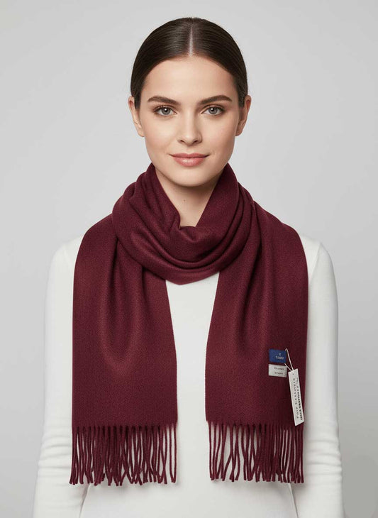Maroon preloved pure cashmere scarf and muffler by Cashmere Knot, soft luxury cashmere stole