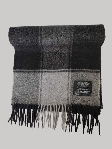 TCM Tchibo Certified Merchandise charcoal and light gray plaid preloved pure cashmere scarf from Ireland, soft luxury wrap