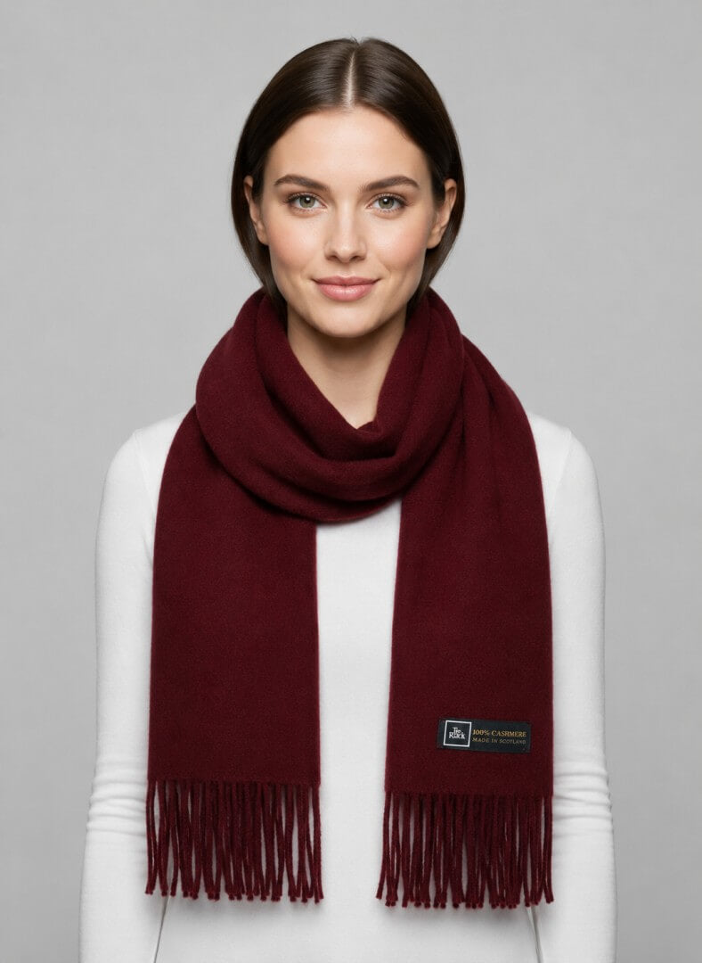 Tie Rack burgundy preloved pure cashmere scarf from Ireland, soft luxury wrap