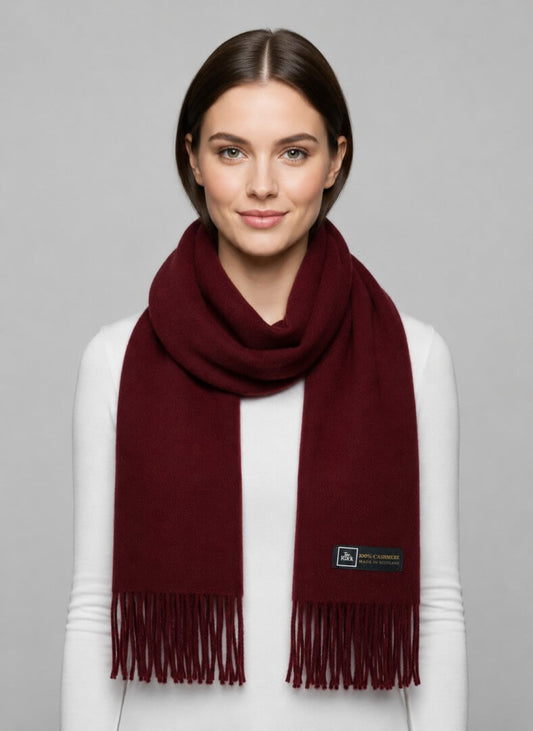 Tie Rack burgundy preloved pure cashmere scarf from Ireland, soft luxury wrap