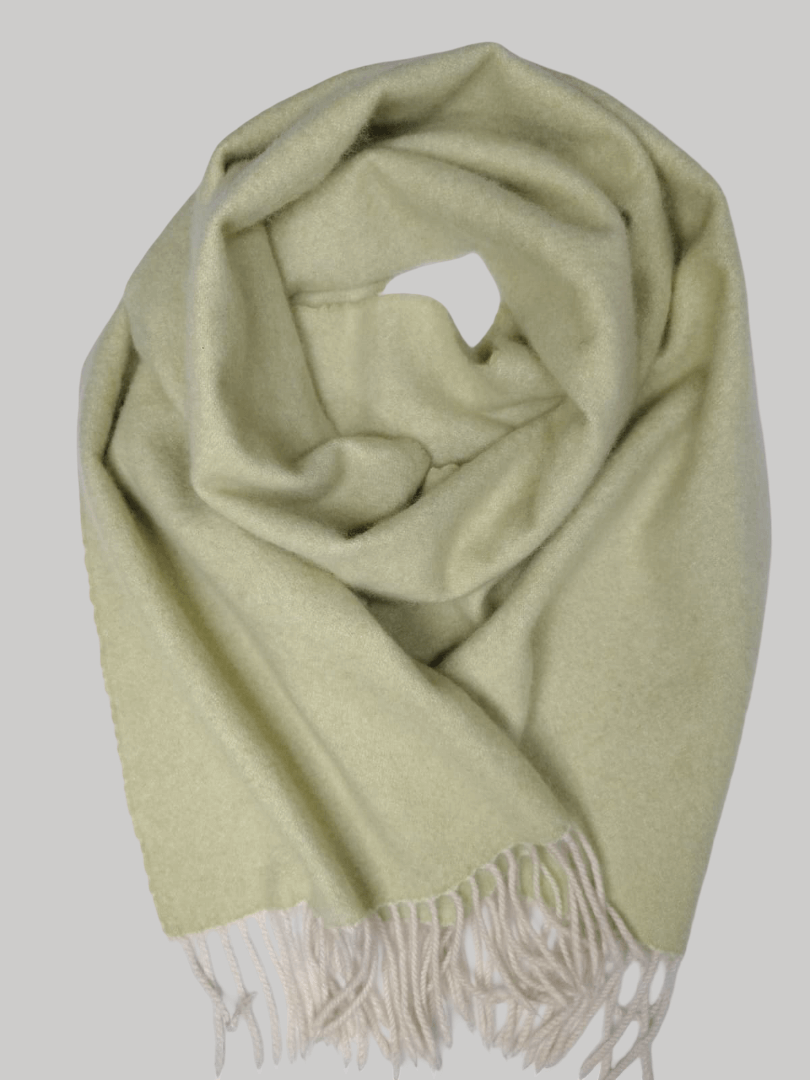 Tie Your Tie preloved cashmere scarf from Ireland, basil green color