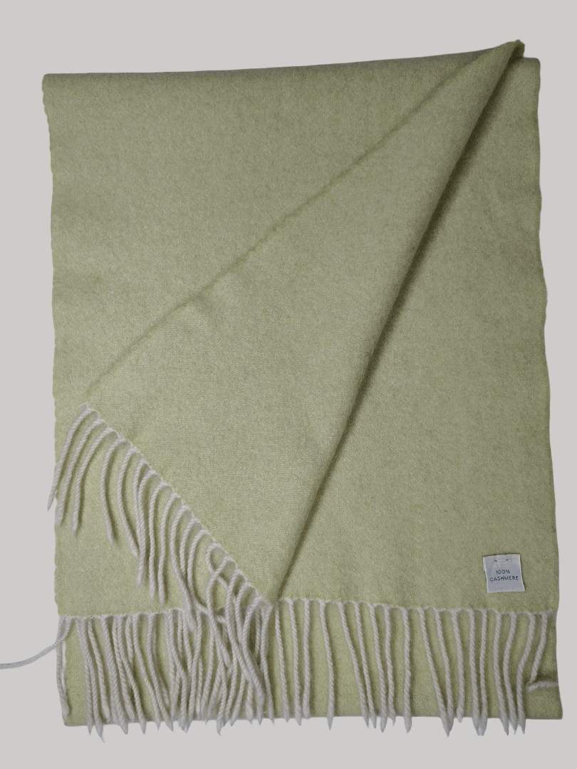 Tie Your Tie preloved cashmere scarf from Ireland, basil green color