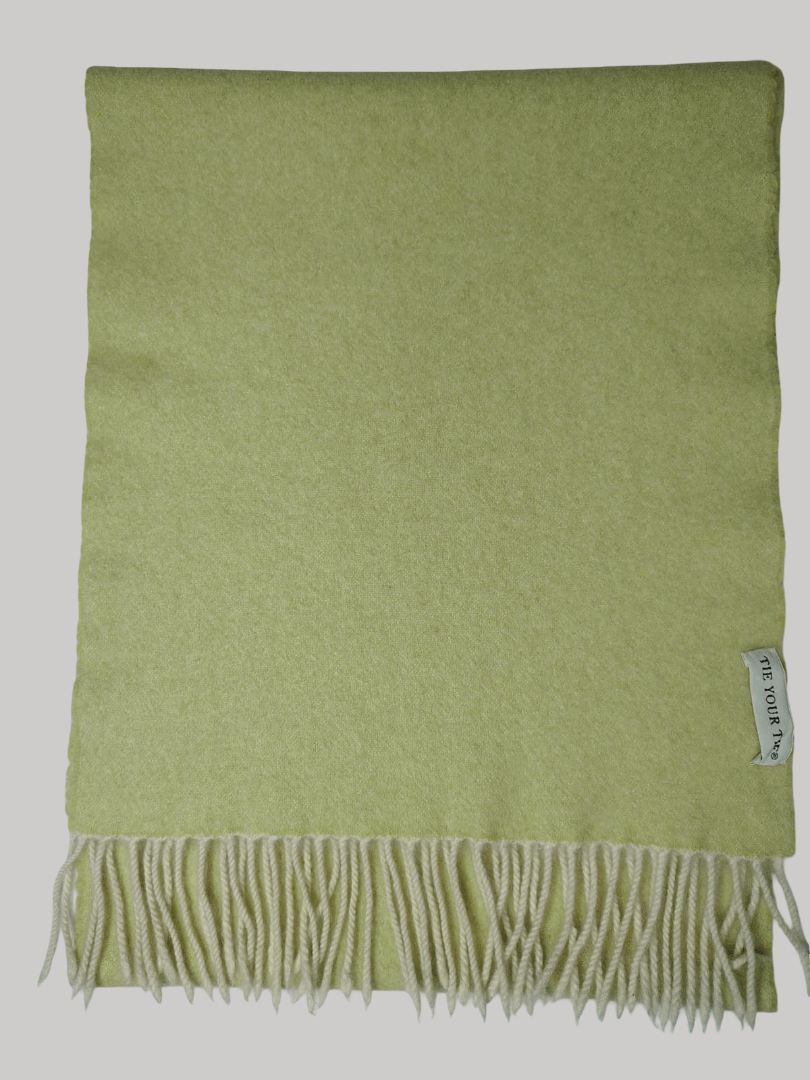 Tie Your Tie preloved cashmere scarf from Ireland, basil green color