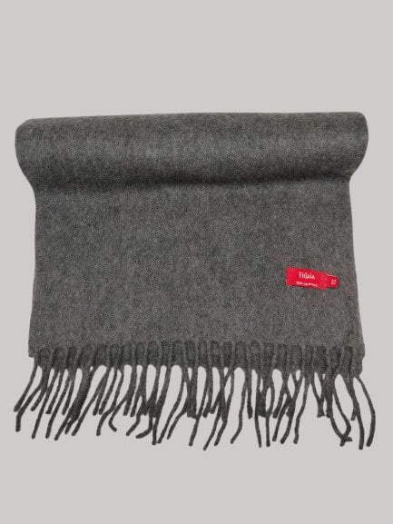 Tissaia smoke gray preloved pure cashmere scarf from Ireland, soft luxury wrap