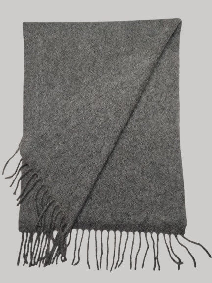 Tissaia smoke gray preloved pure cashmere scarf from Ireland, soft luxury wrap