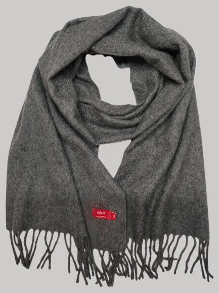 Tissaia smoke gray preloved pure cashmere scarf from Ireland, soft luxury wrap