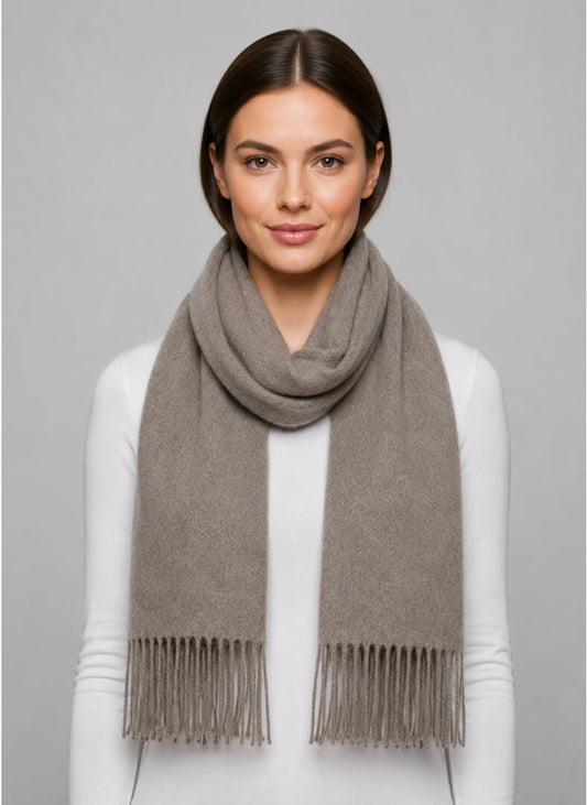 Uniqlo beige preloved pure cashmere scarf from Ireland, soft luxury wrap