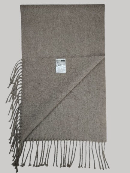 Uniqlo beige preloved pure cashmere scarf from Ireland, soft luxury wrap