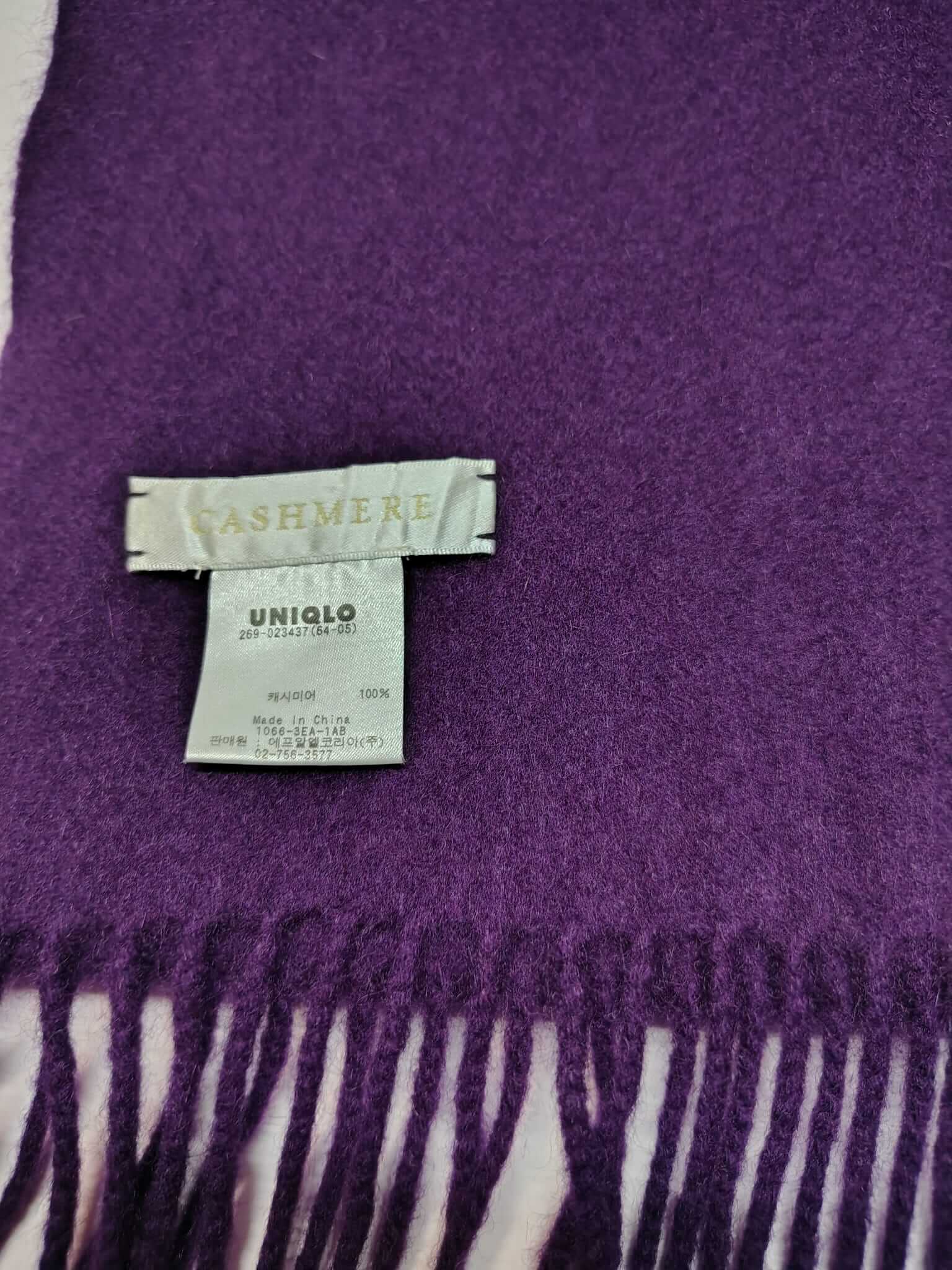 Uniqlo deep plum preloved pure cashmere scarf from Ireland, soft luxury wrap