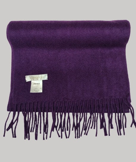 Uniqlo deep plum preloved pure cashmere scarf from Ireland, soft luxury wrap