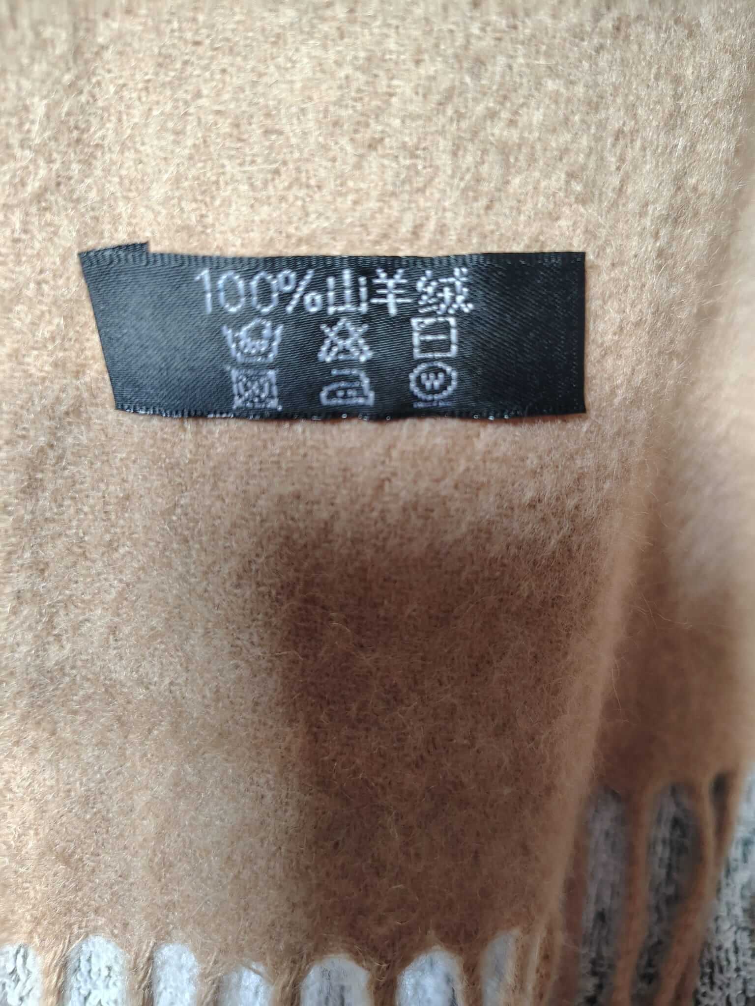 Wolverhampton Wanderers FC beige preloved pure cashmere scarf from Ireland, soft luxury wrap