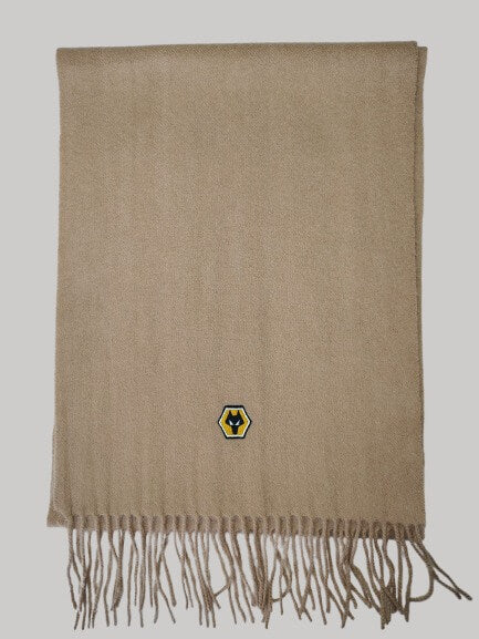 Wolverhampton Wanderers FC beige preloved pure cashmere scarf from Ireland, soft luxury wrap
